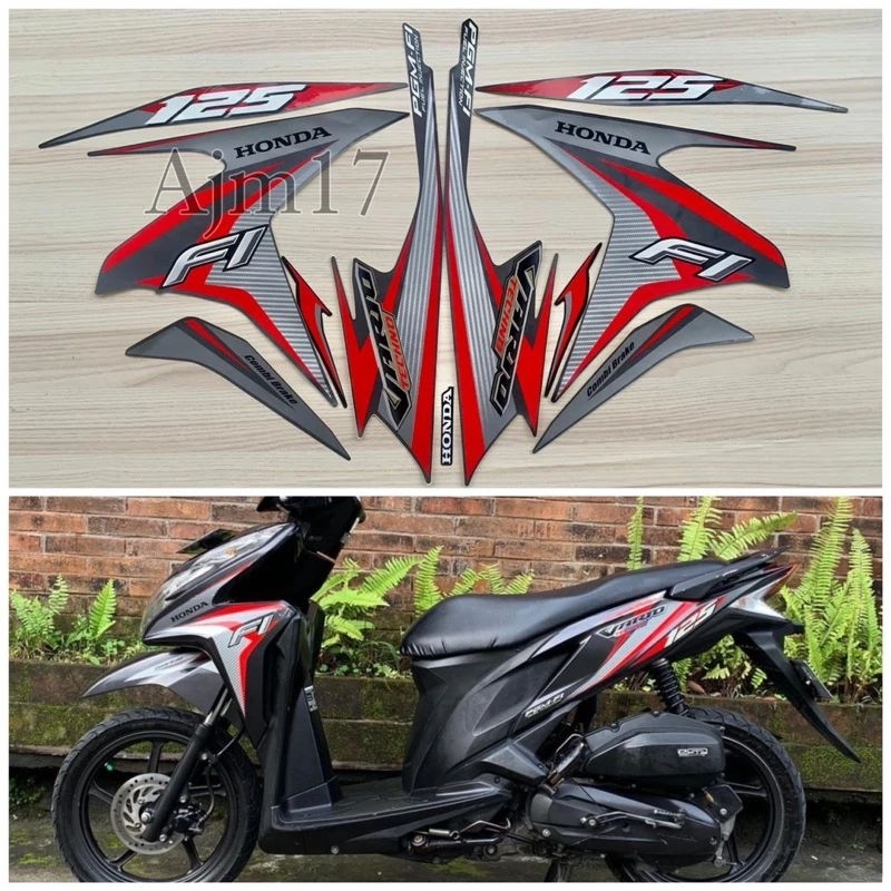 Jual STIKER STRIPING VARIO TECHNO 2014 125 FI ABU LIS MERAH | Shopee