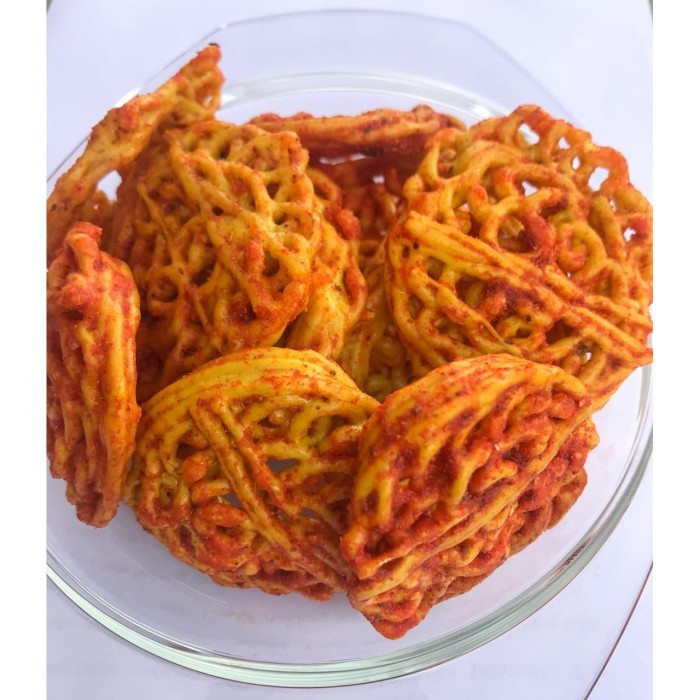 Jual kerupuk pedas bunga mawar/ kerupuk seblak keriting // netto100 g ...