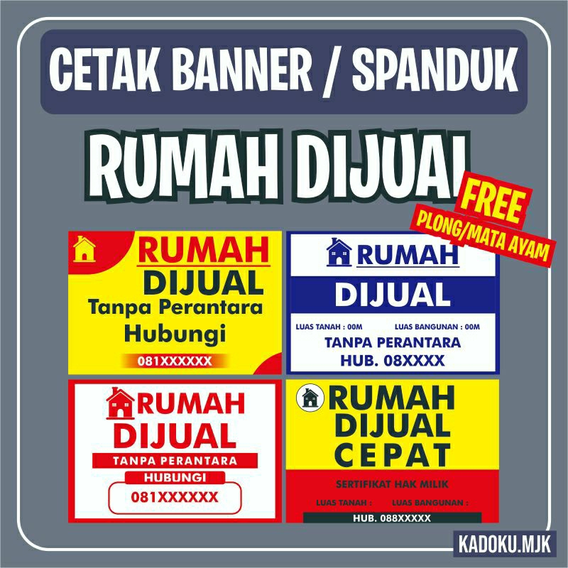 Jual Cetak Banner Spanduk Rumah Dijual Disewakan Dikontrakkan Custom Shopee Indonesia