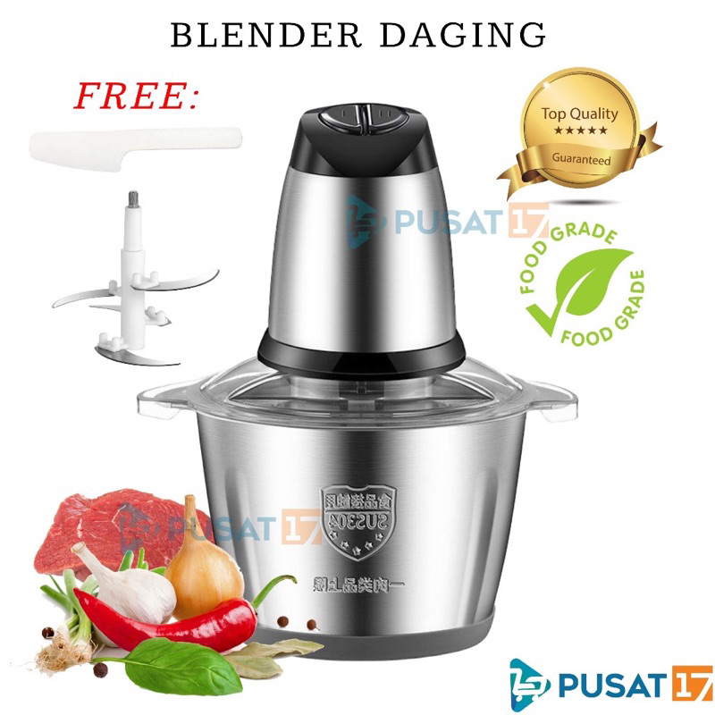 Jual BLENDER DAGING CHOPPER STAINLESS ELEKTRIK 2 LITER MULTIFUNGSI ...