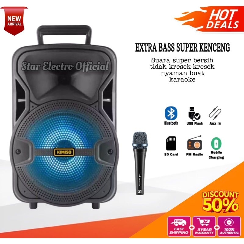 Jual Speaker Bluetooth Karaoke Full Bass Ukuran Besar Bonus Mic Murah ...