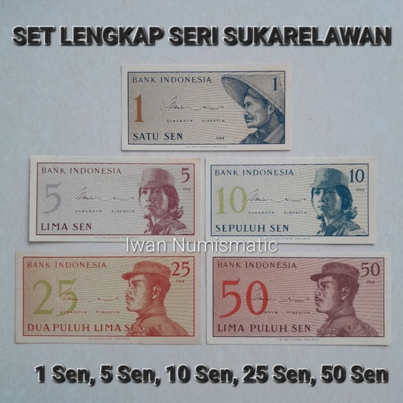 Jual Lembar Uang Kuno Set Lengkap Seri Sukarelawan Sen Sen Indonesia Dwikora Shopee