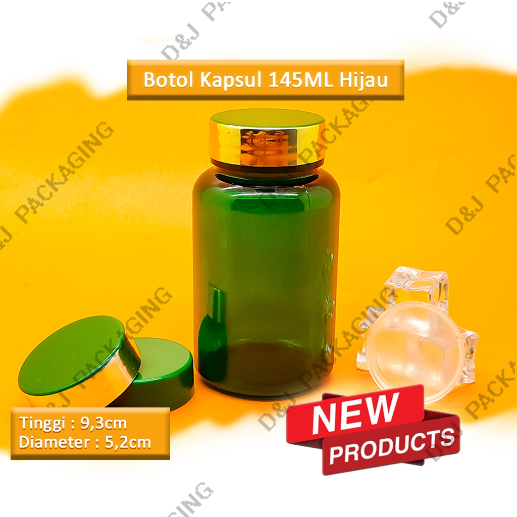 Jual Botol Kapsul 145ML Hijau + Plug Inner | Shopee Indonesia