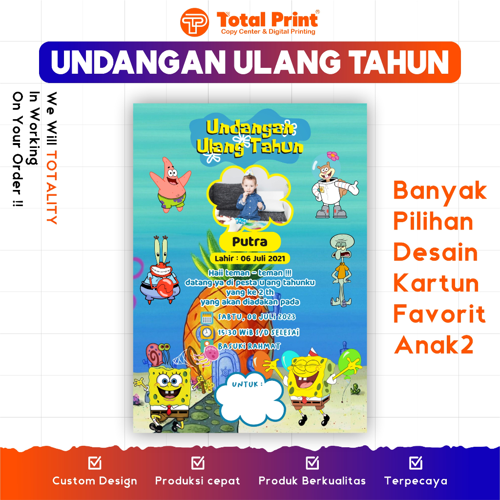 Jual UNDANGAN ULANG TAHUN ANAK-ANAK / UNDANGAN ULANG TAHUN MURAH