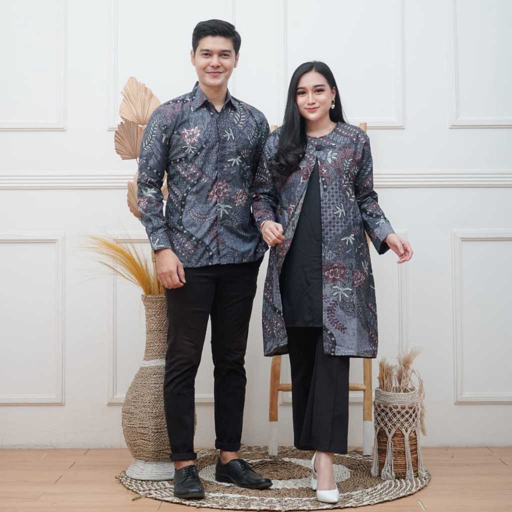 Jual Couple Baju Batik Kemeja Tunik Kancing Modern / Batik Brokat ...