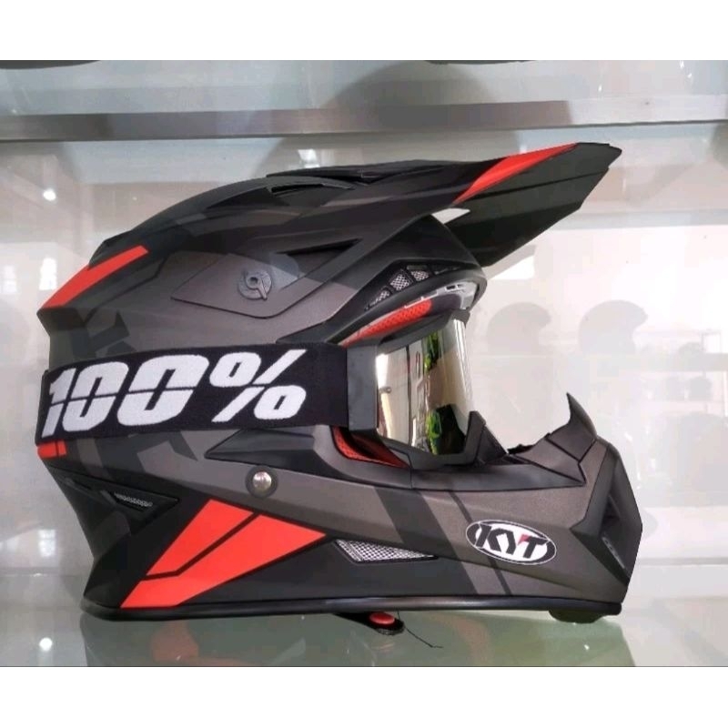 Jual HELM KYT CROSS JUMPSHOT 3 MATT BLAK/RED PULL MOTIP Shopee Indonesia