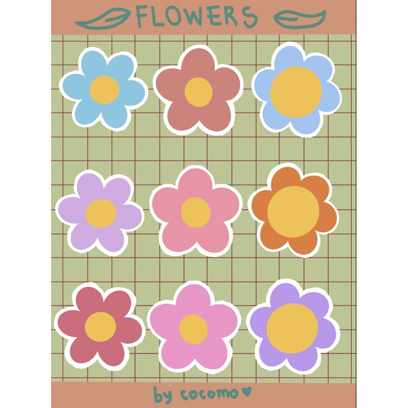 Jual STIKER BUNGA WARNA WARNI AESTHETIC JOURNALING DIARY DEKORASI