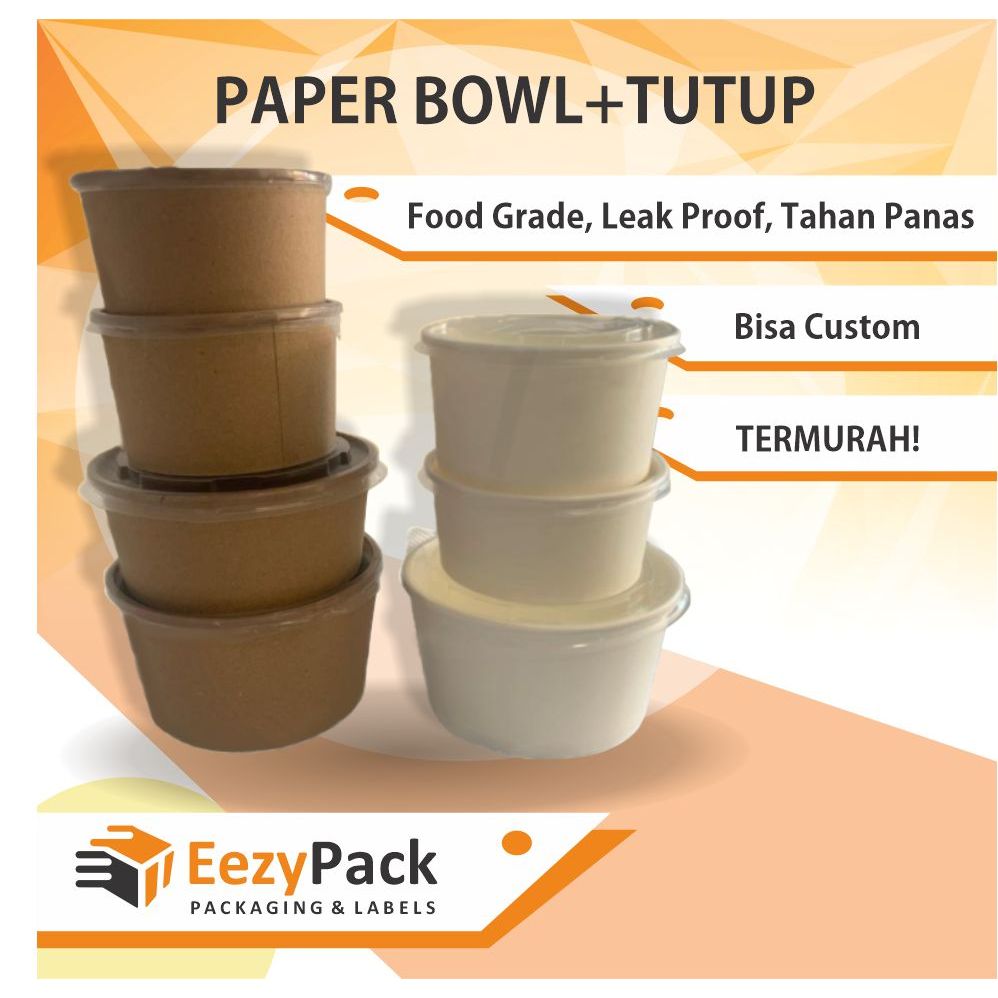 Jual Paper Bowl Tutup All Size Mangkok Kertas Paper Bowl Kraft 360