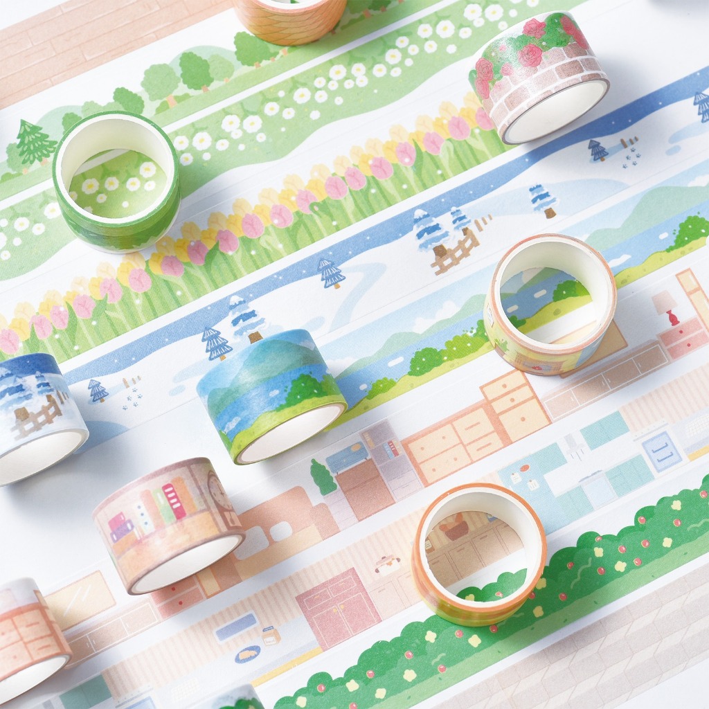 Jual 4pcs LANDSCAPE Washi Set / / Isolasi Kertas Pembatas Melukis
