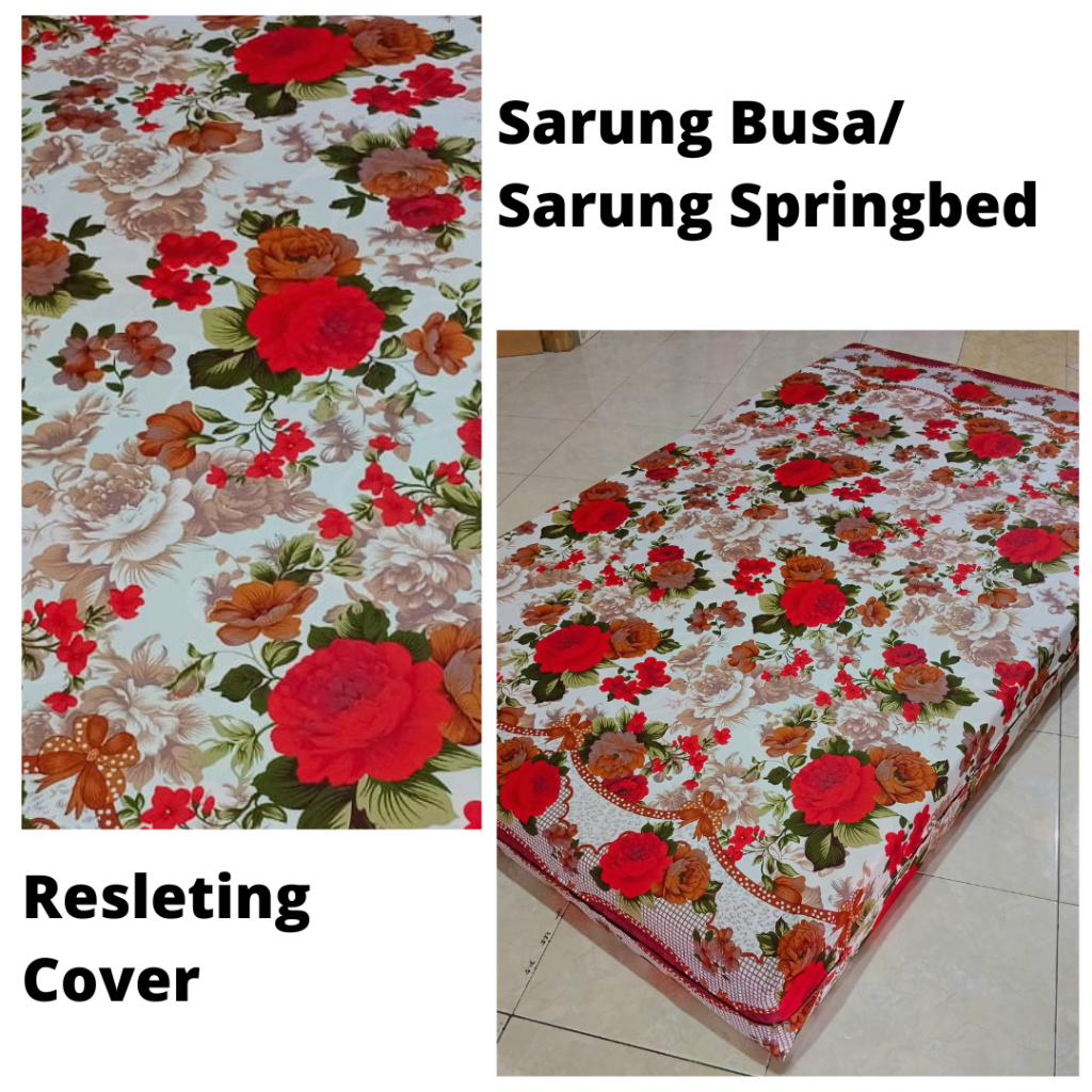 Jual Sarung Busa / Springbed Resleting Cover Motif Mawar Merah Putih ...