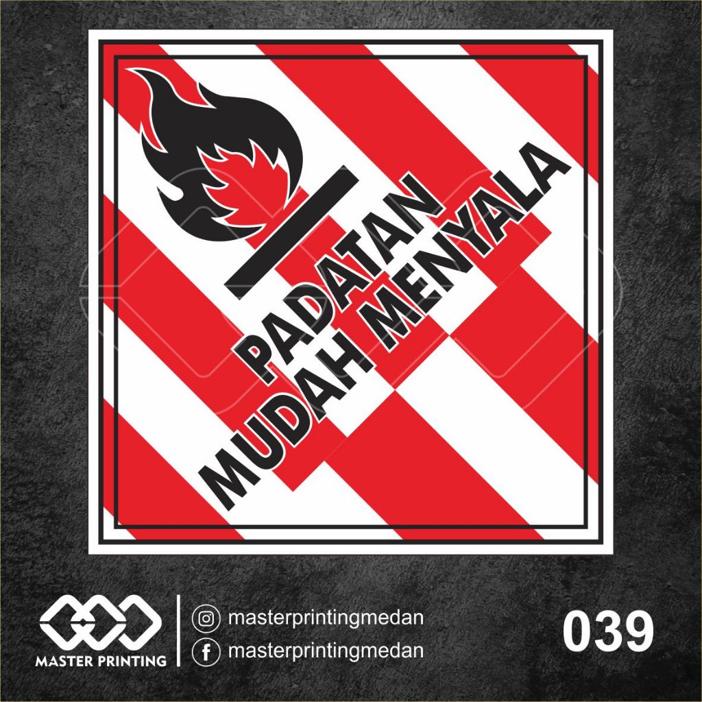 Jual 039 - Stiker Padatan Mudah Menyala, Simbol Limbah B3, Sticker ...