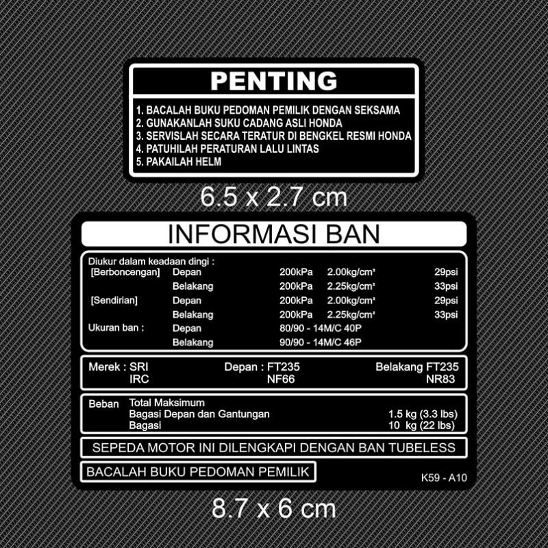 Jual STICKER INFORMASI BAN STIKER WARNING DASBOR MOTOR | Shopee Indonesia