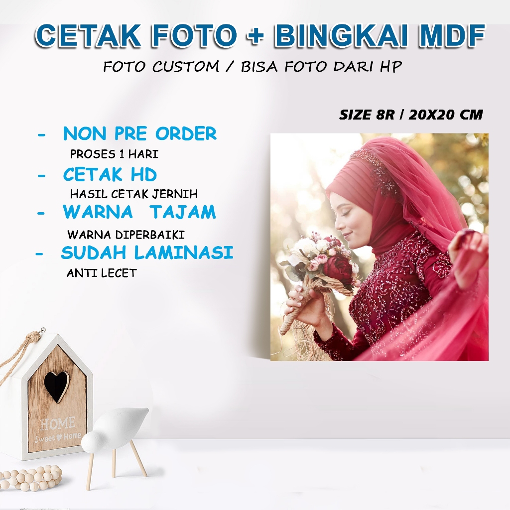 Jual CETAK FOTO HD + BINGKAI MDF 20x20 Cm | Shopee Indonesia