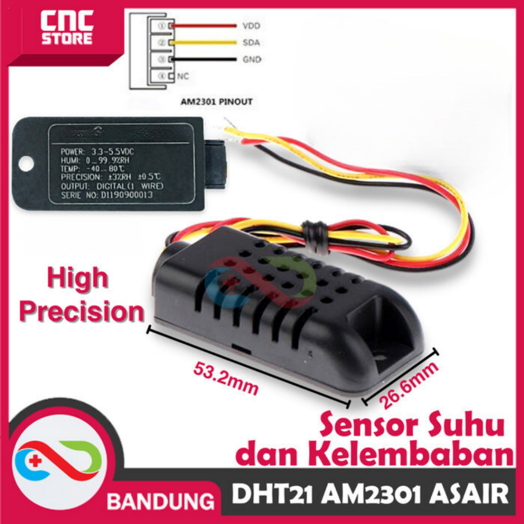 Jual DHT21 AM2301 TEMPERATURE HUMIDTY SENSOR SENSOR SUHU DAN KELEMBABAN ...
