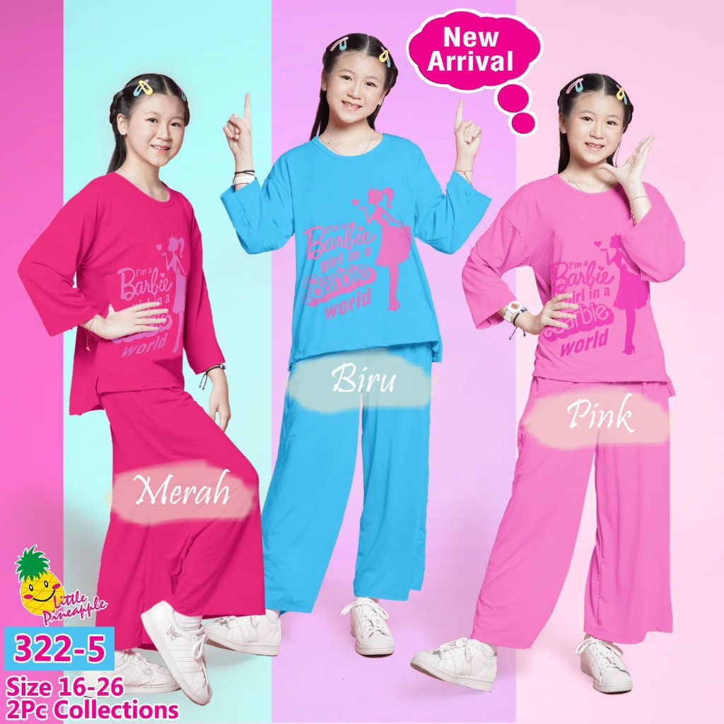 Jual Setelan Baju Anak Perempuan Little Pineapple 10-15 Tahun / Baju