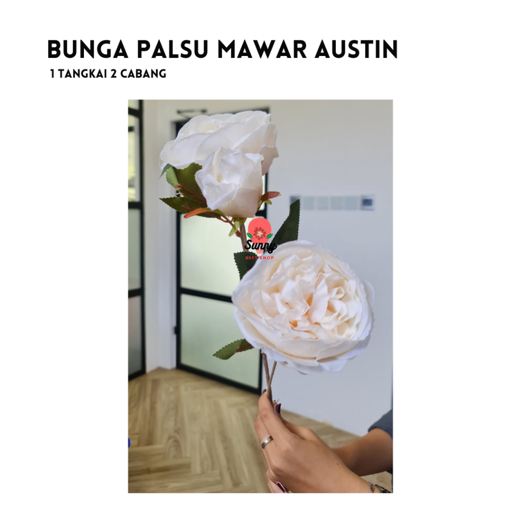 Jual Bunga Palsu Mawar Austin 3 Cabang / Bunga premium / Bunga buket ...