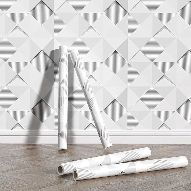 Jual Wallpaper Sticker Dinding Kotak Wajik Geometris Dekorasi Dinding