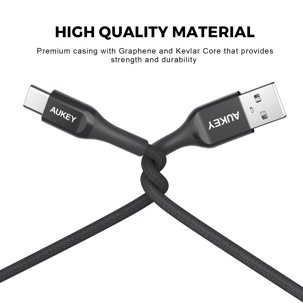 Jual AUKEY Kabel Charger Type C CB-AKC1 Kevlar Core USB-A to USB-C ...