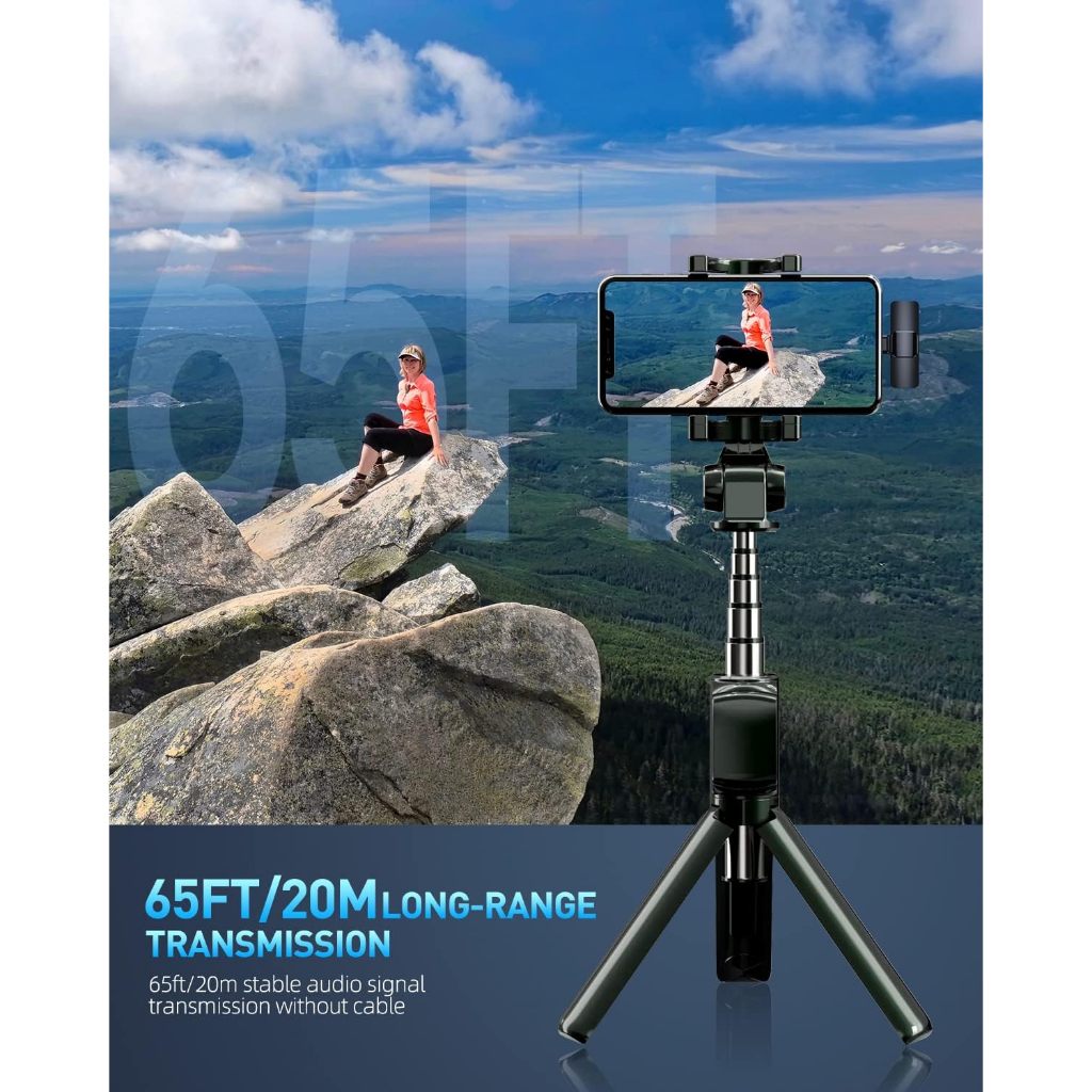 Gambar produk Mic Wireless Clip On Audio Video pembuatan Rekaman Microphone HP IPhone Android Live Game Mobile 3