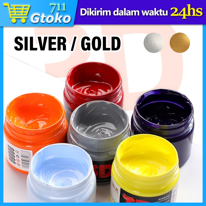 Jual Cat Lukis Akrilik Metalik Warna Gold & Silver / Acrylic Paint