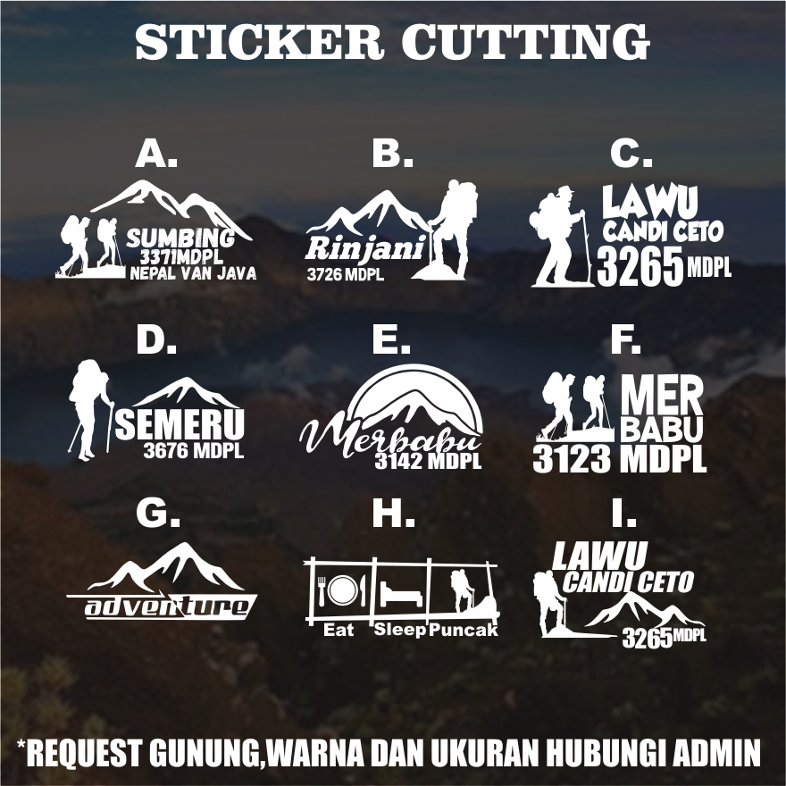 Jual STIKER CUTTING GUNUNG-GUNUNG INDONESIA // RINJANI SEMERU DLL ...