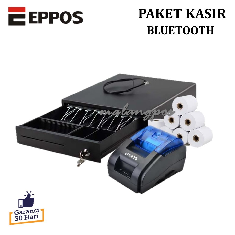 Jual Paket Kasir Eppos Printer Bluetooth RPP02N Cash Drawer 37x33 Cm ...