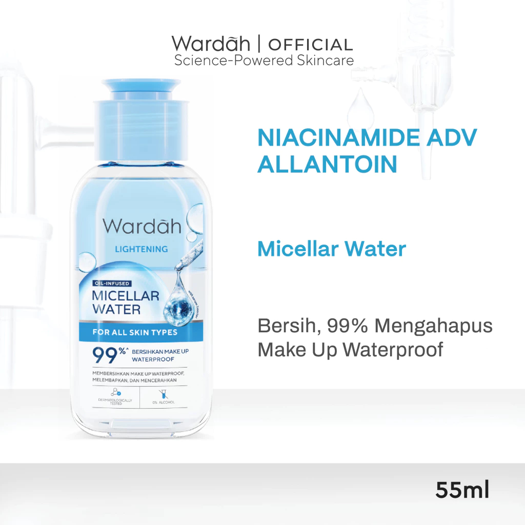 Jual Wardah Lightening Oil-Infused Micellar Water Netto 55ML l Make Up ...