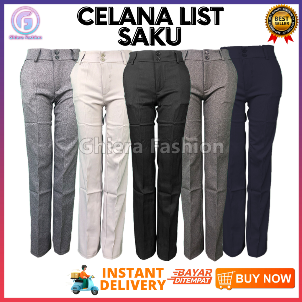 Jual Celana Panjang Wanita Polos Pakaian Kerja Formal Kantoran Clana Bahan Cewek Kantor Dewasa 7348