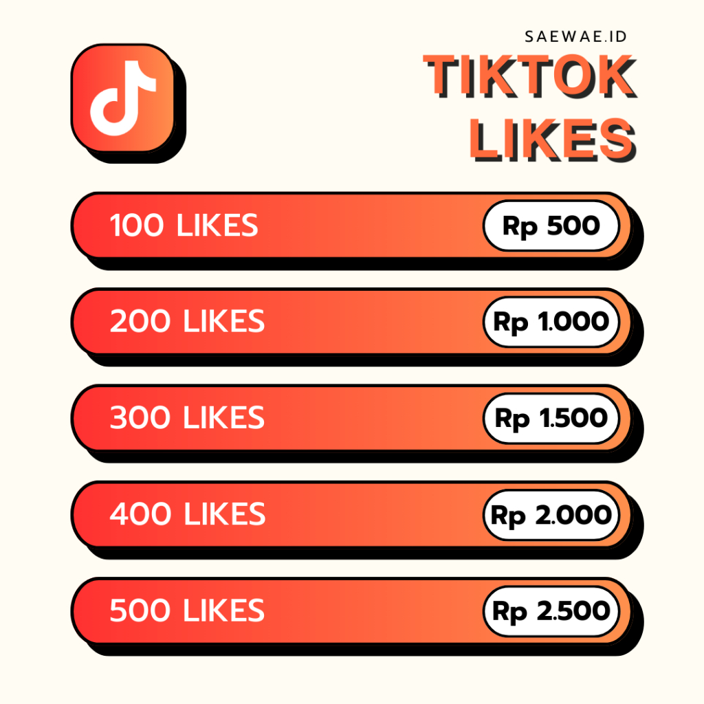 Jual SAEWAE.ID - Likes Tiktok Permanen Mix Aktif GaransiLikes Tiktok Aktif Garansi Refill 30