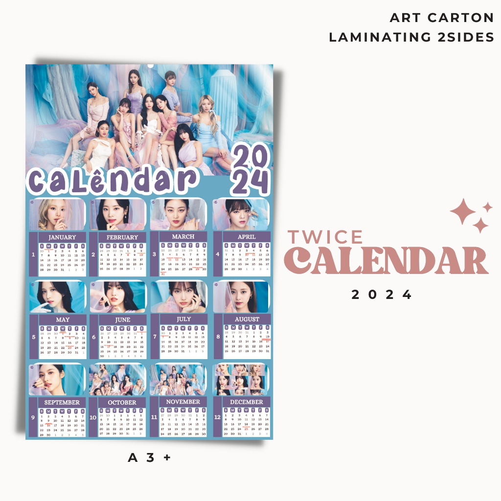 Jual 2024 KALENDER TWICE KPOP + LAMINASI 2SISI IDOL KOREA MURAH
