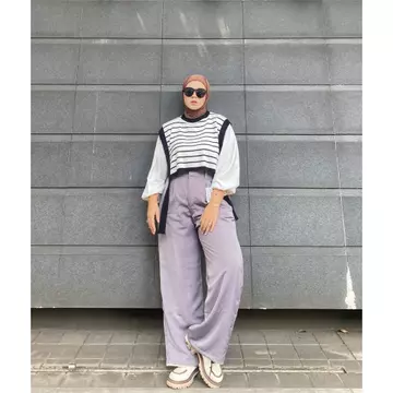 Loose Pants Celana Kantor Wanita Celana Kulot Formal Wanita Katun Polyester Ypd.Id