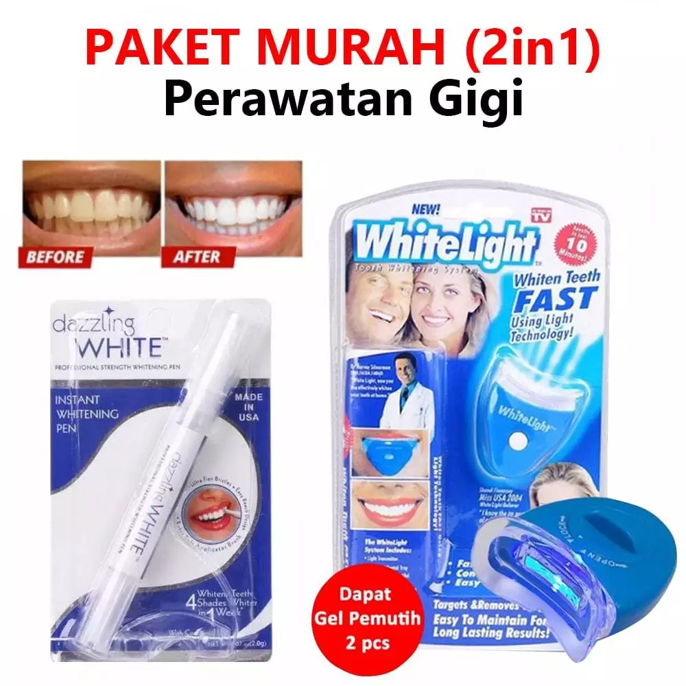 PAKET Perawatan Gigi Kuning WHITELIGHT + DAZZLING WHITE Ampuh Instan Dalam 10 Menit | AutoStock
