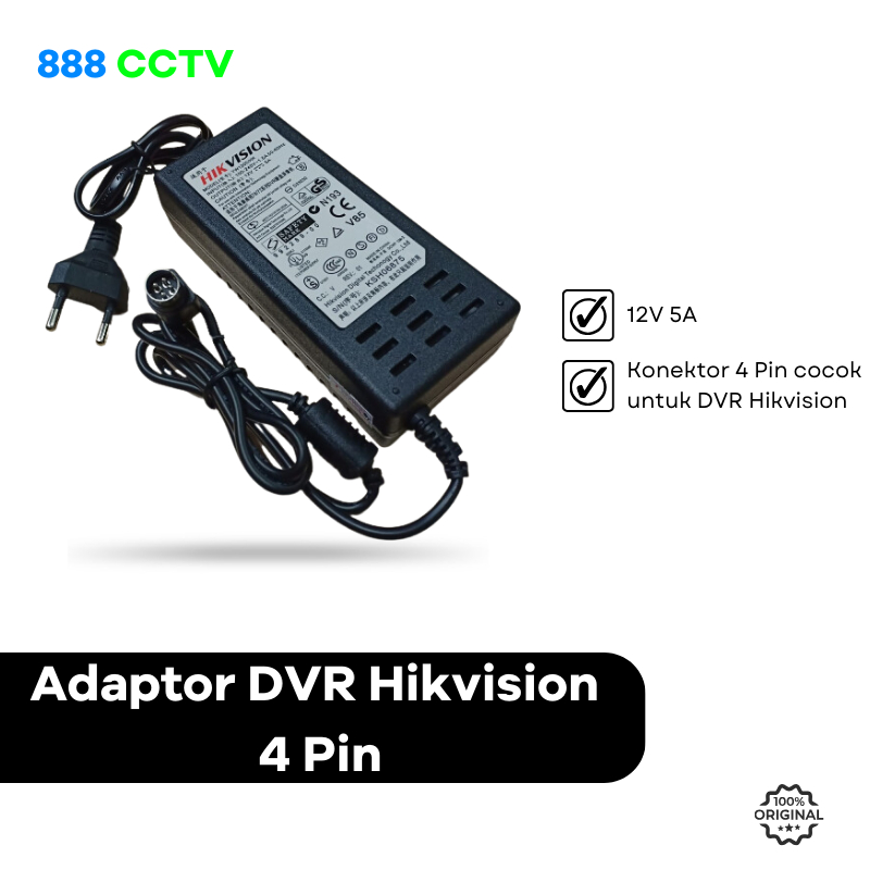Jual Adaptor DVR Hikvision 12V 5A 4 Pin | Shopee Indonesia