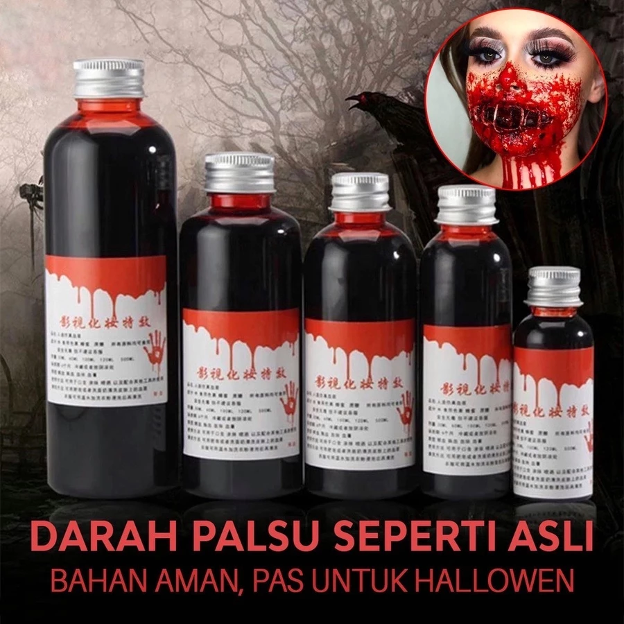 Darah Palsu Halloween mainan prank murah aman untuk film fake blood cosplay make up luka pertunjukan halloween