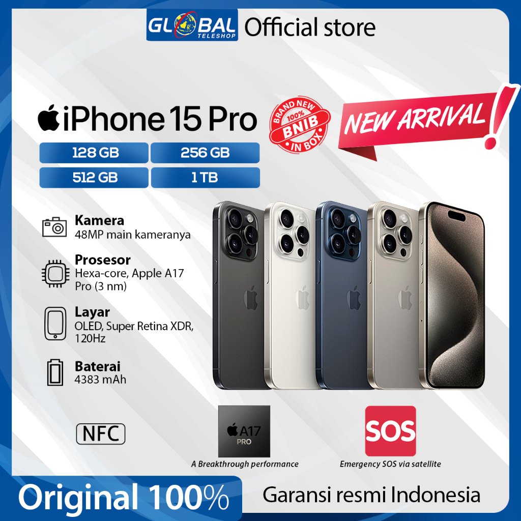 Jual iPhone 15 Pro 128GB 256GB 512GB 1TB Garansi Resmi | Shopee Indonesia