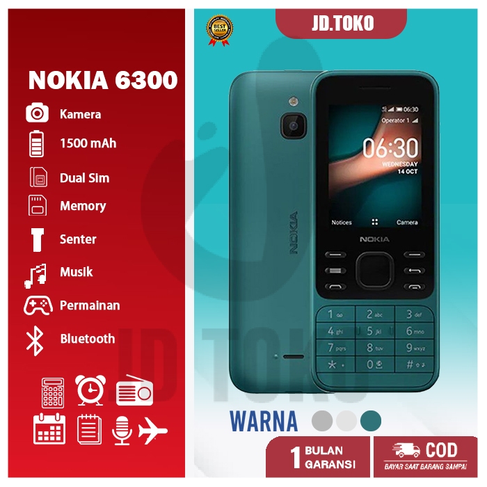 Jual HP NOKIA 6300 Dual SIM Dual Standby candy bar phone Shopee Indonesia