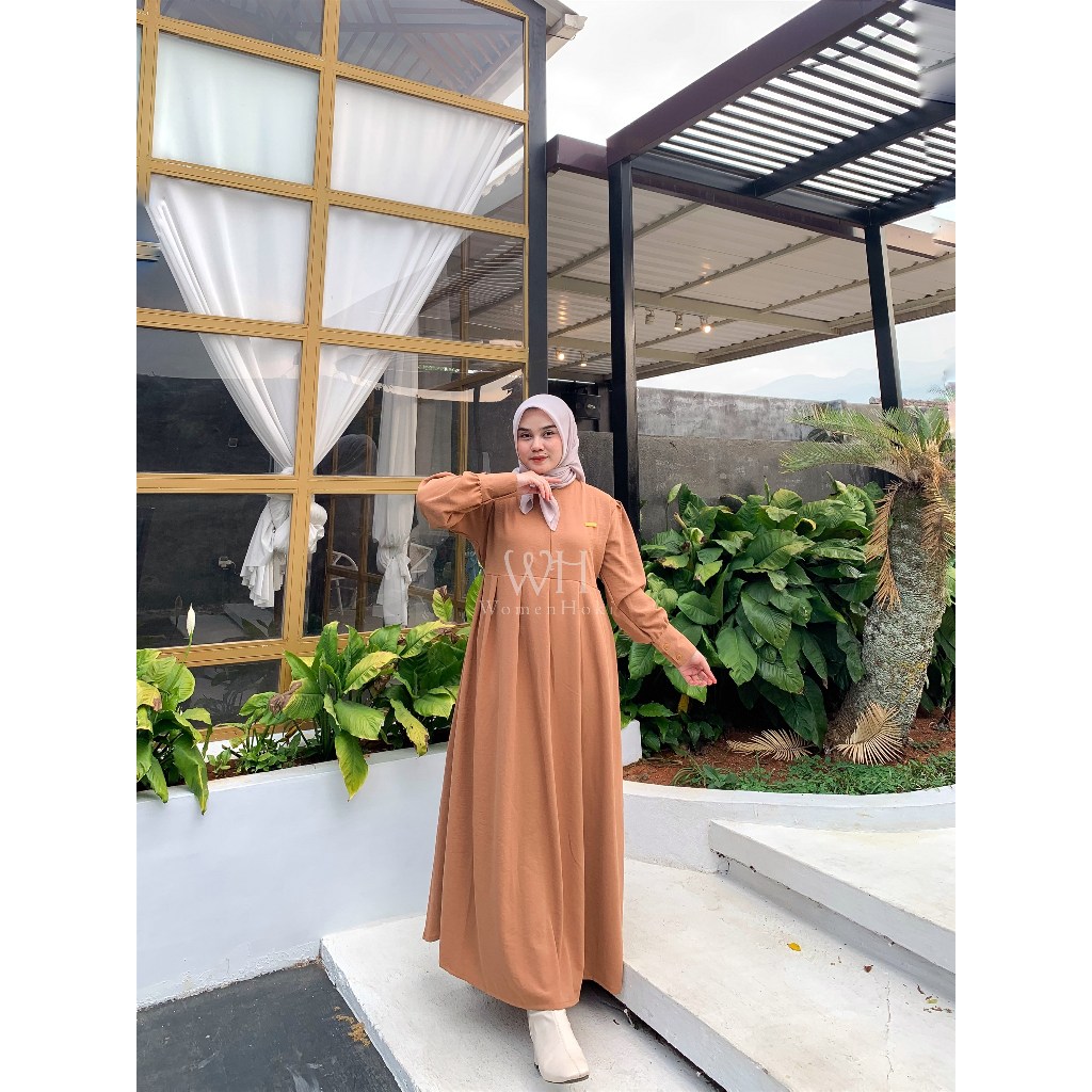 Jual Nadzira Gamis Rampel Pinggang Crincle Airflow Dress Muslim Wanita ...
