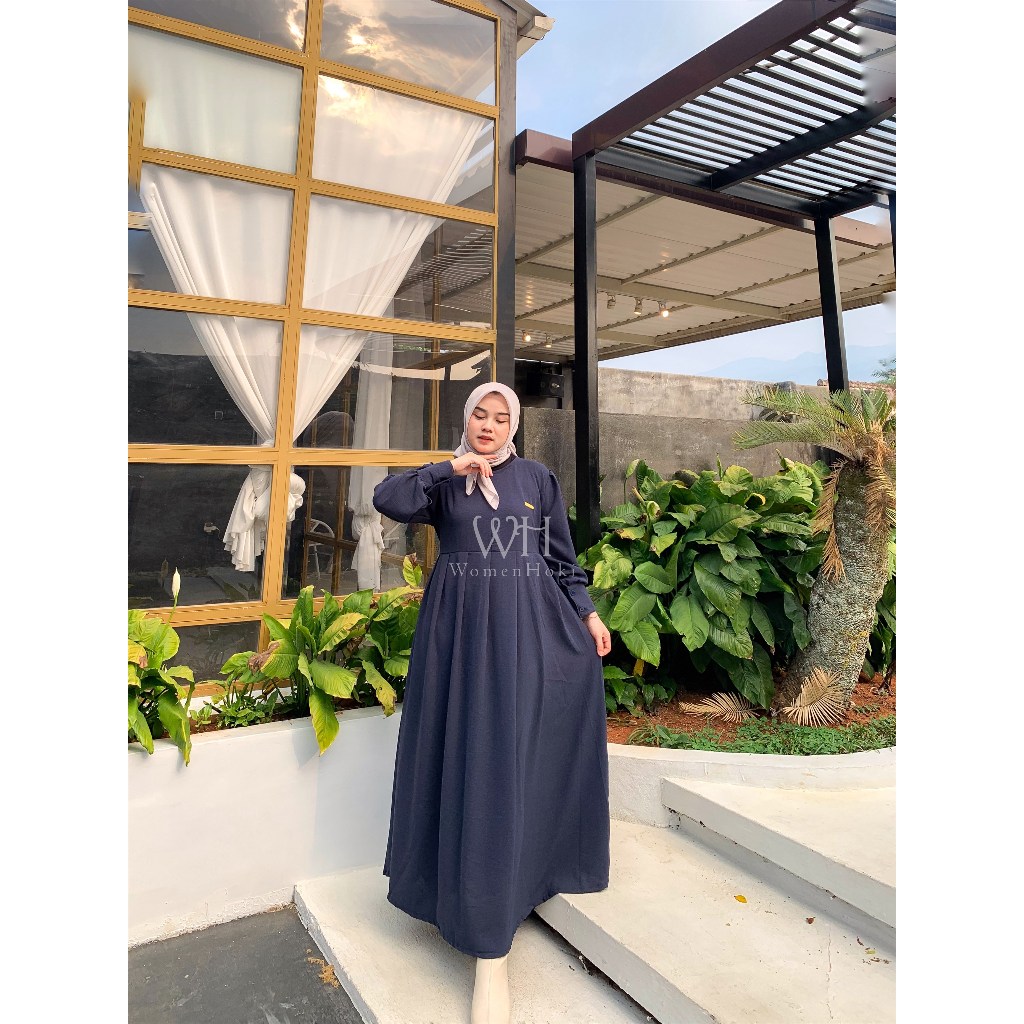 Jual Nadzira Gamis Rampel Pinggang Crincle Airflow Dress Muslim Wanita ...