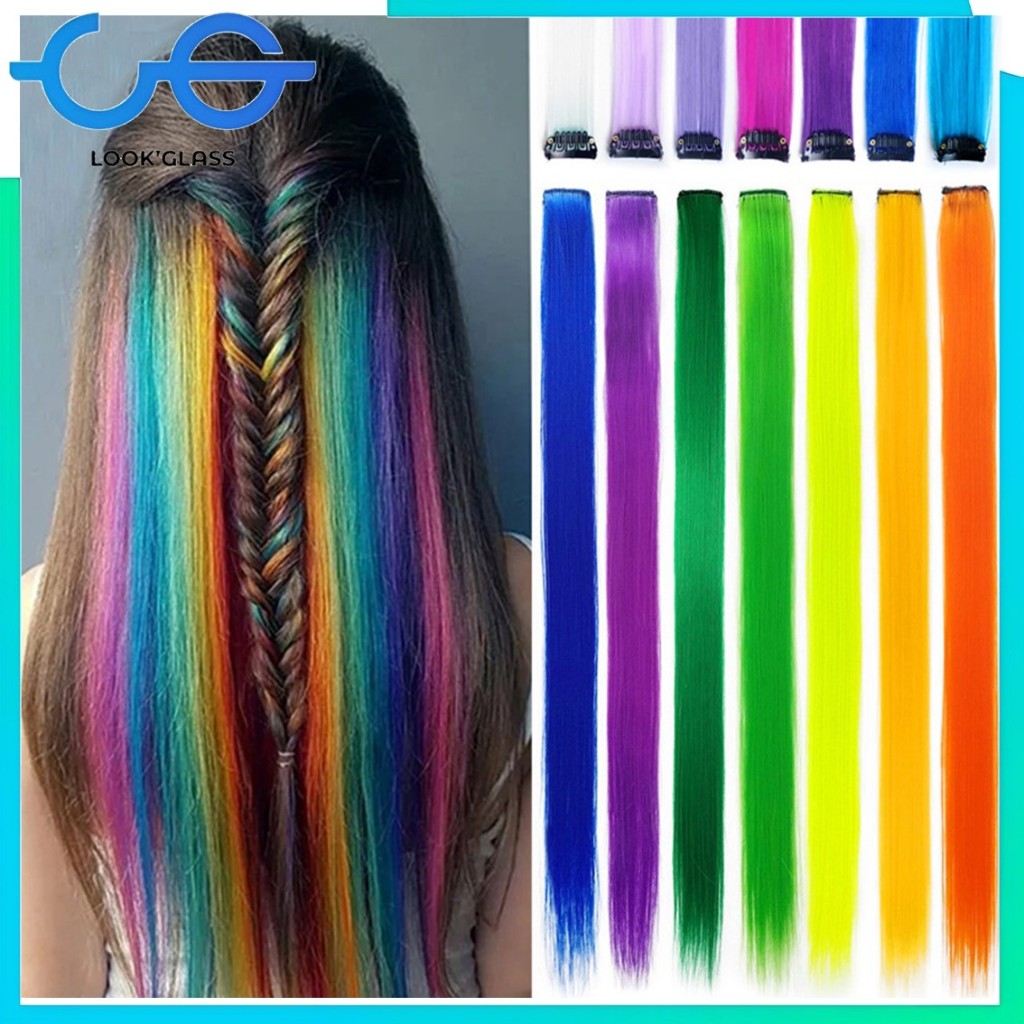 Jual ABS Hair Clip Wig Colour Highlight Rambut Sambung Palsu Extension Wanita Korea Panjang 55cm