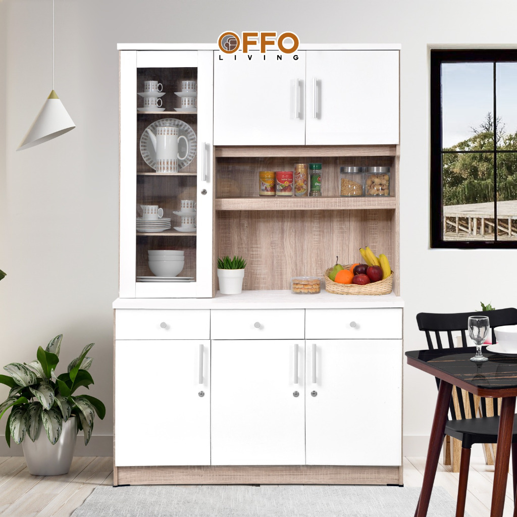 Offo Living - Kitchen Set Lemari Sayur Lemari Dapur Rak Piring Minimalis 3 Pintu