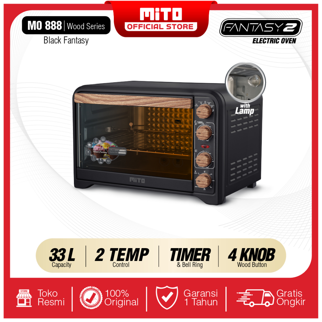 Jual MITO Oven Listrik Fantasy 2 MO888 Wood Series 33L Low Watt