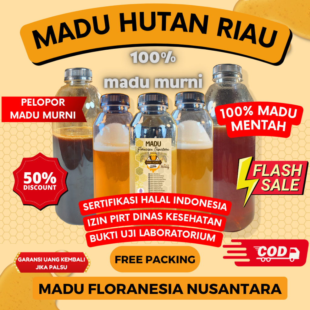 Jual MADU MURNI MADU ASLI HUTAN RIAU 500 Gram KUALITAS PREMIUM FULL