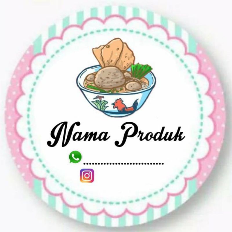 Jual Minimal Order 100 Buah Stiker Produk Kemasan Makanan Box Bakso