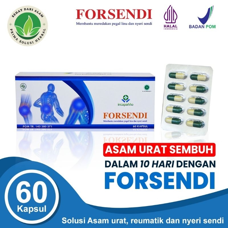 Jual FORSENDI 60 KAPSUL HERBAL SOLUSI ASAM URAT REUMATIK NYERI SENDI ...