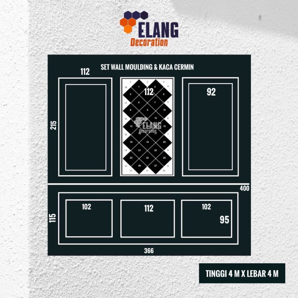Jual Set Lengkap Dekorasi Dinding Tinggi 4 meter x Lebar 4 Meter Wall