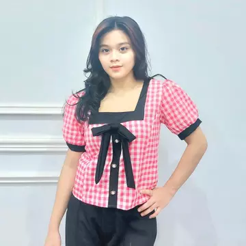 KALANTHA FASHION Blouse Aurora Atasan Wanita Kerah Pita Ukuran All Size