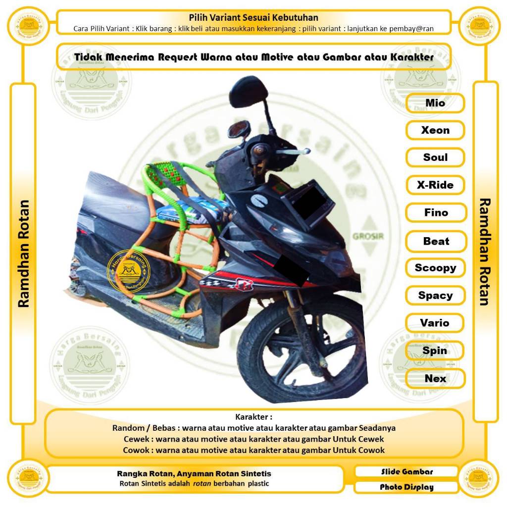 Jual Kursi Bonceng Motor Metik Bahan Rotan - Tempat Duduk Depan Motor ...
