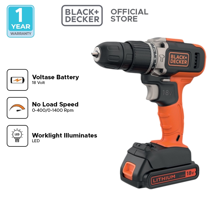 Jual Black+Decker Cordless Impact Drill Bor Impact Baterai 18V