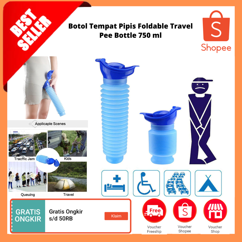 Jual Botol Tempat Pipis Foldable Travel Pee Bottle 750 ml / Botol ...