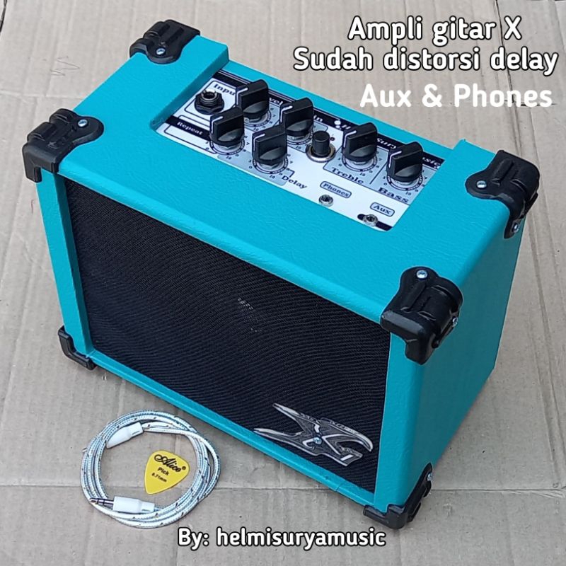 Jual Ampli Gitar Ampli Gitar X Mini Inch Sudah Distorsi Delay Aux Headphone Shopee Indonesia